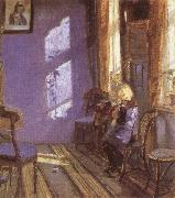 Anna Ancher Sunlight in the Blue Room oil painting picture wholesale